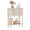 Costway Console Entryway Table with 3 Drawers Open Shelf for Hallway Living Room Beige